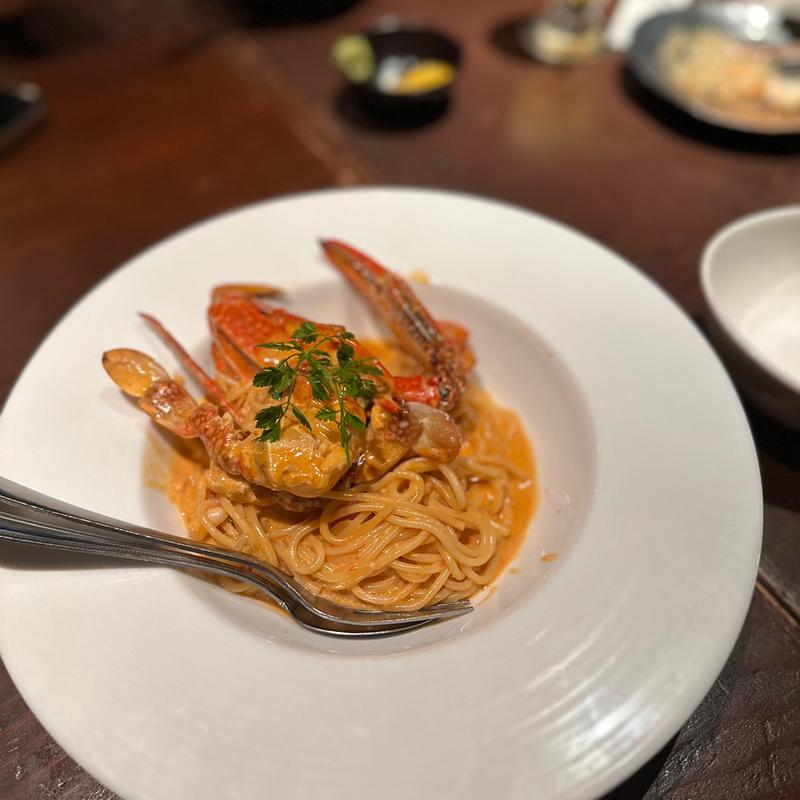 濃厚わたりカニのトマトクリームパスタ(炭火焼鳥Dining門 平野長原店)