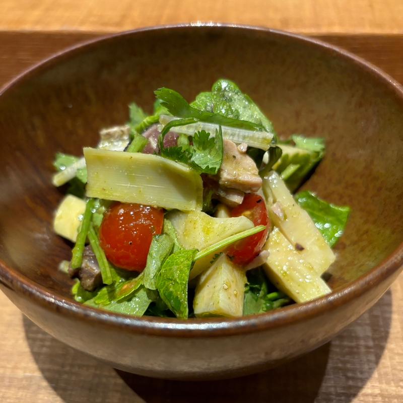 カツオのたたきと竹の子、ホワイトセロリのセビーチェ(tsugumi)