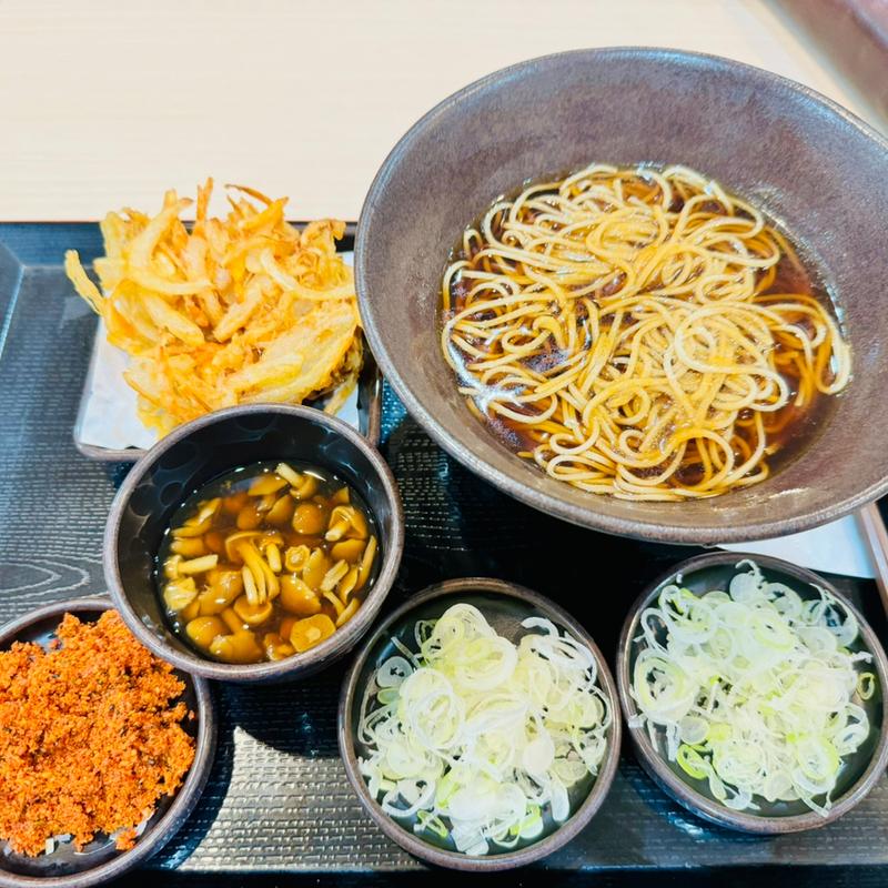 かけ蕎麦＋サービスかき揚げ＋サービスネギ3倍盛り(ゆで太郎･もつ次郎 羽生店)