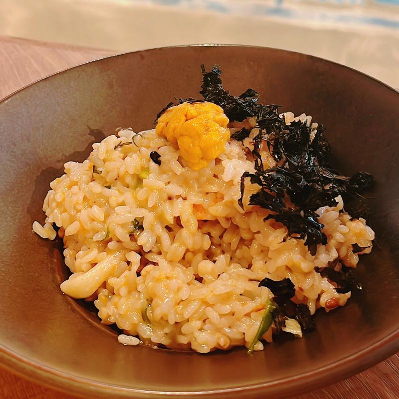 ウニと海老、キノコの 和風ソースリゾット(PISOLA 京都桂店)
