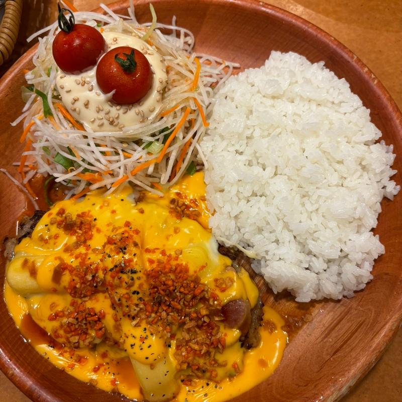 ガーリックベーコンメルティチーズバーグディッシュ(びっくりドンキー 西尾店)