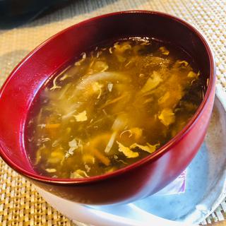 乾貝柱と椎茸のかき卵スープ　