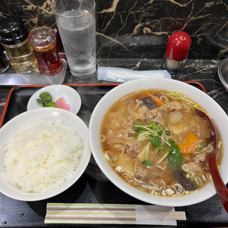 本日のランチ　肉そば　ライス(周礼)