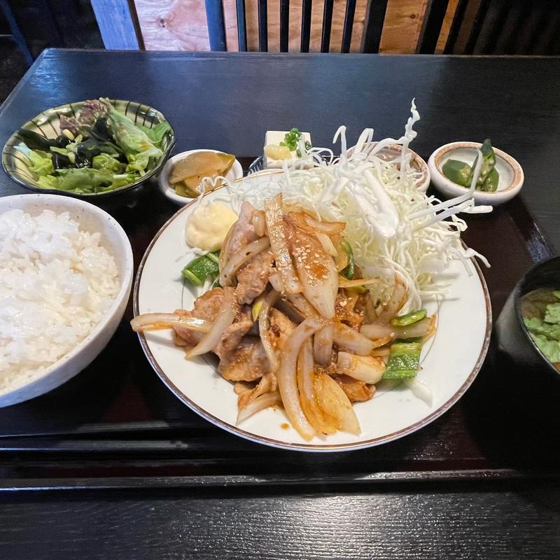 豚バラ生姜焼き定食(居酒屋peakあさの)