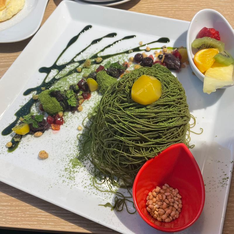 絞りたて抹茶モンブランパンケーキ(むさしの森珈琲 国泰寺店)