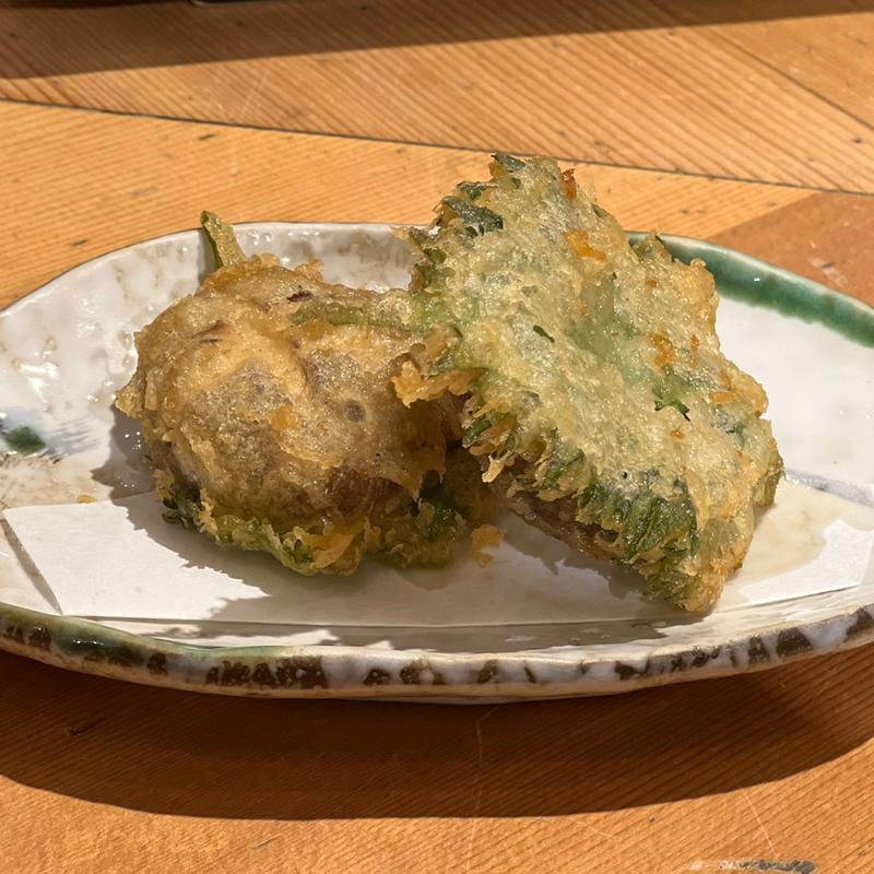 天ぷら　しいたけ梅肉大葉(平次のおうどん )