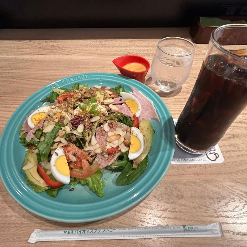 20品目のGOODバランスサラダ+アイスコーヒー(むさしの森珈琲　仙台富沢店)