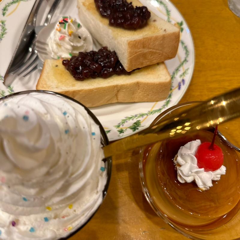 小倉トースト　プリン(珈琲店 長靴と猫)