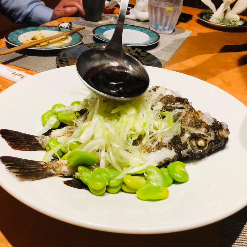 メバルの清蒸_ディナーコース(中国料理 杏仁香 （チュウゴクリョウリ アンニンシャン）)