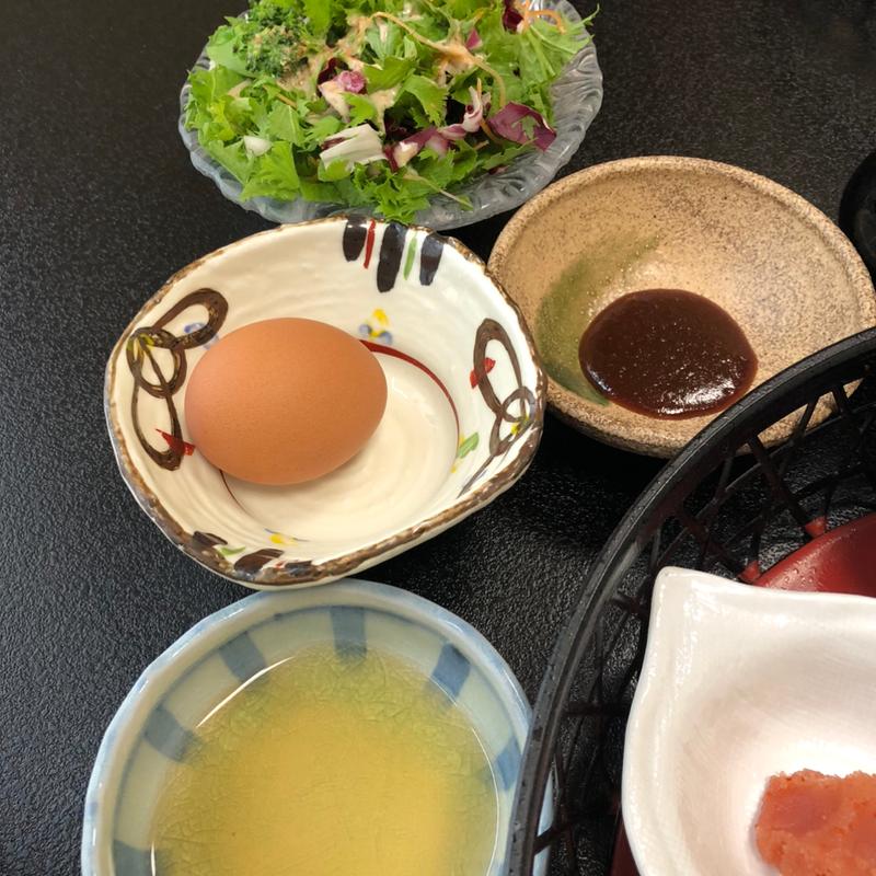朝ごはん【サラダ・温泉たまご】(心に咲く花 古久家)
