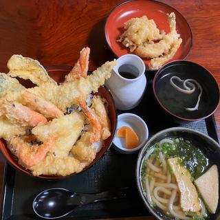 海鮮天丼+ミニうどん(三日月庵)