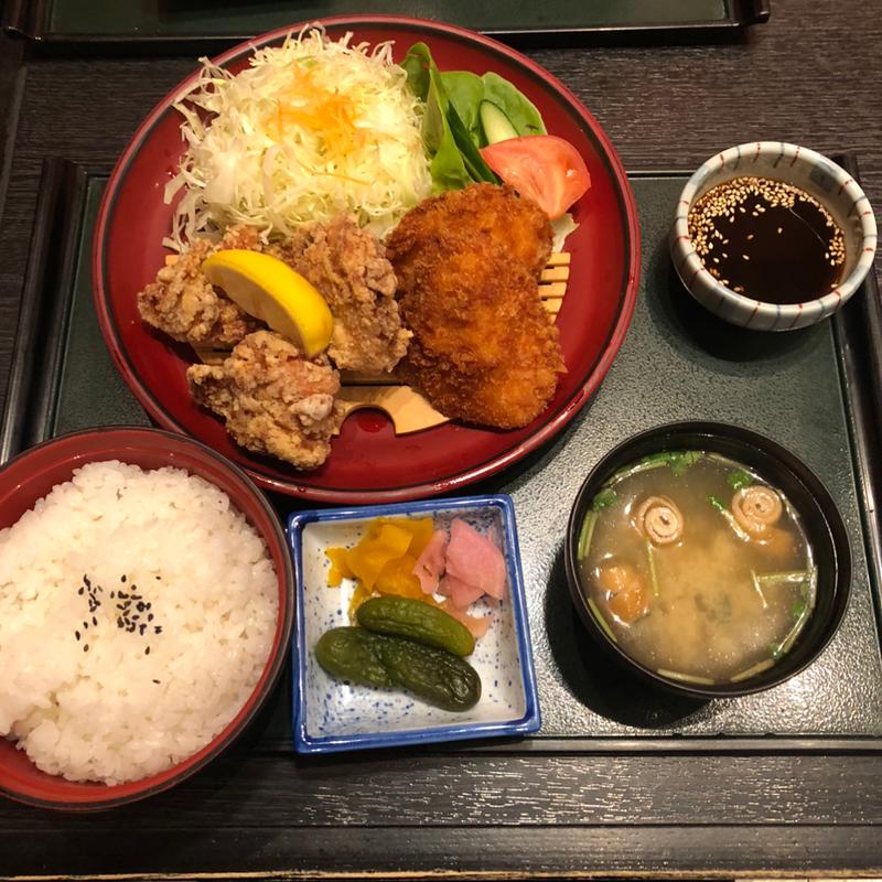 鳥合わせ定食【から揚げ　鳥むね肉】(登利平 高崎イオンSC店 )