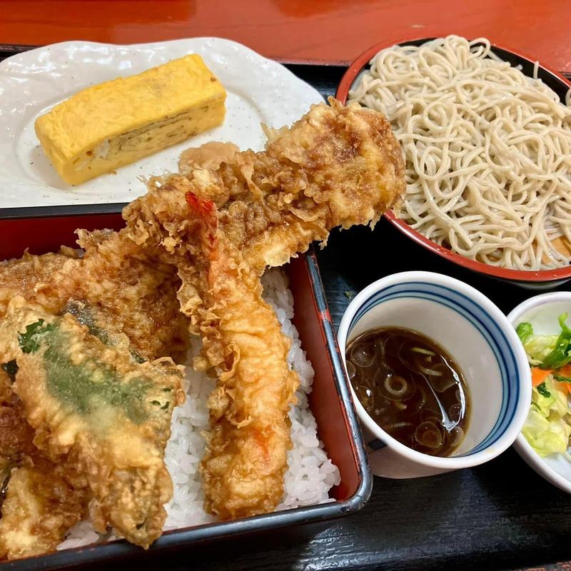 海老穴子天重蕎麦セット 玉子焼き(峰亀 平野店 )