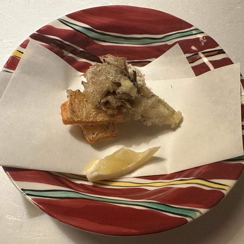 帆立挟み揚げ じゃが芋の変わり揚げ 野菜天麩羅(界 加賀)