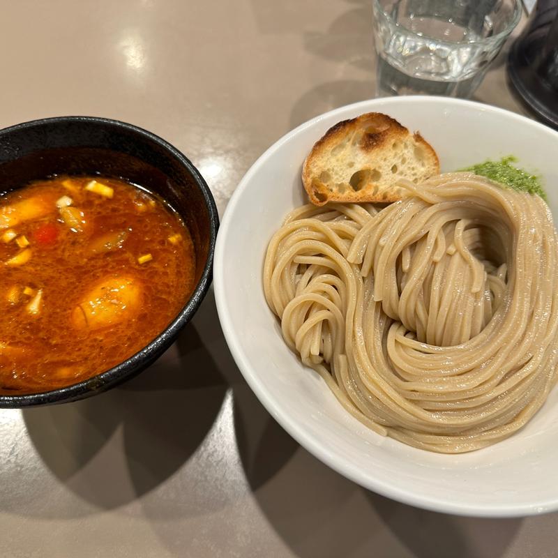 海老トマトつけ麺　味玉入り(つけ麺 五ノ神製作所 新宿店)