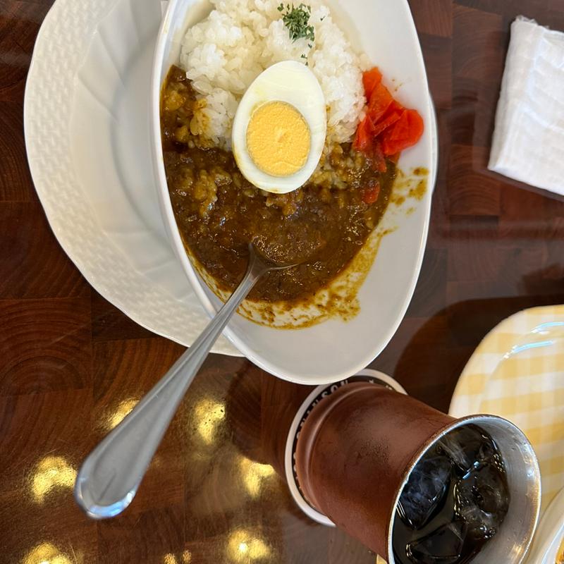 朝カレー、アイスコーヒー(星乃珈琲店 福山川口店)