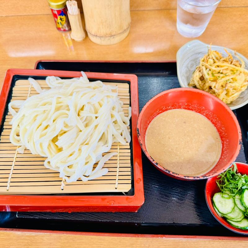 冷汁うどん＋かき揚げ天(むじな庵本店)