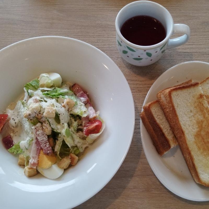 シーザーサラダモーニング〜4種のチーズシーザーサラダドレッシング〜、グリルドチーズサンドセット(デニーズ 亀有駅前店 )