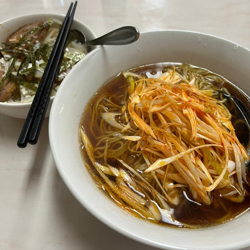 Bセットネギラーメンとミニチャーシュー丼(中華料理 クサカ亭)