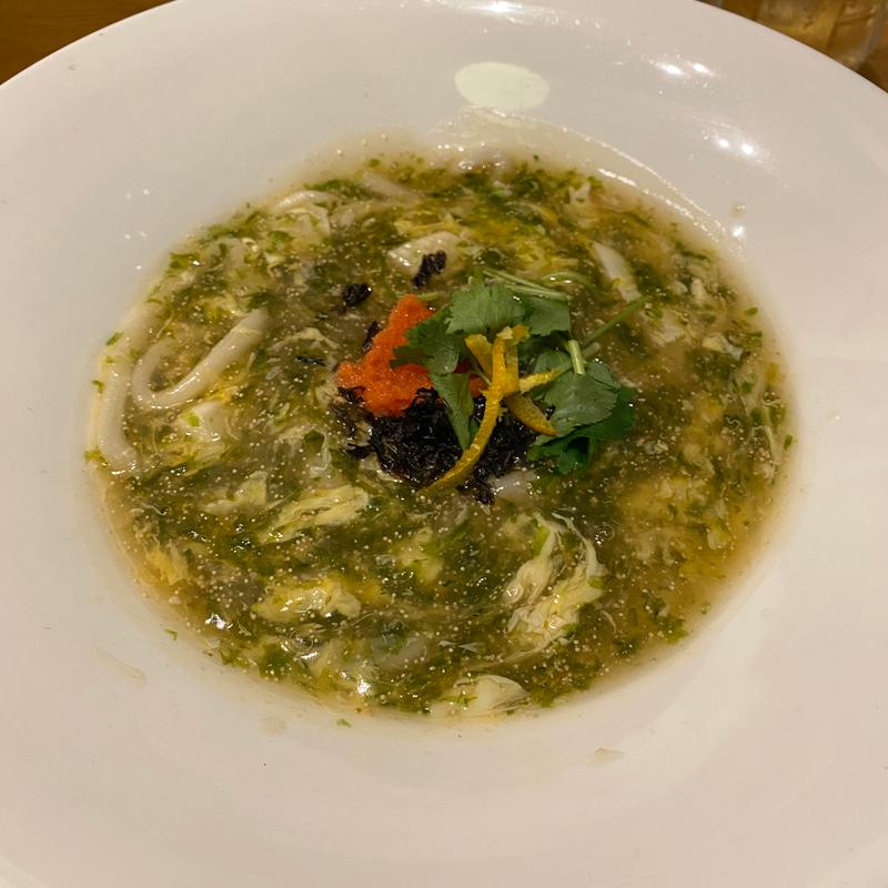 磯の香りの海鮮明太玉子とじうどん(創作うどんとおでん あんぷく)