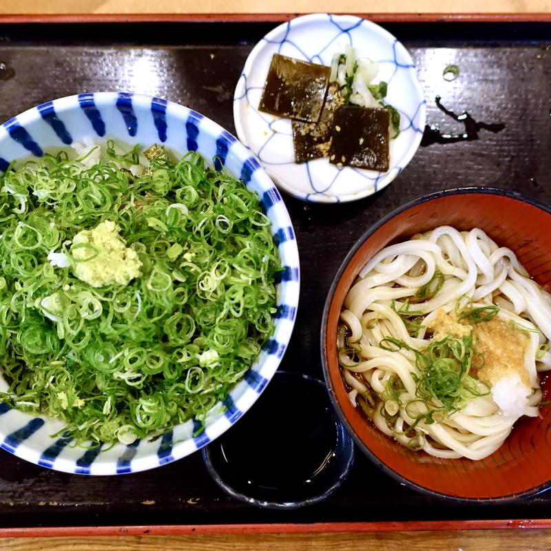 ネギトロ丼定食（冷たいうどん）(手作りうどん 喜作)