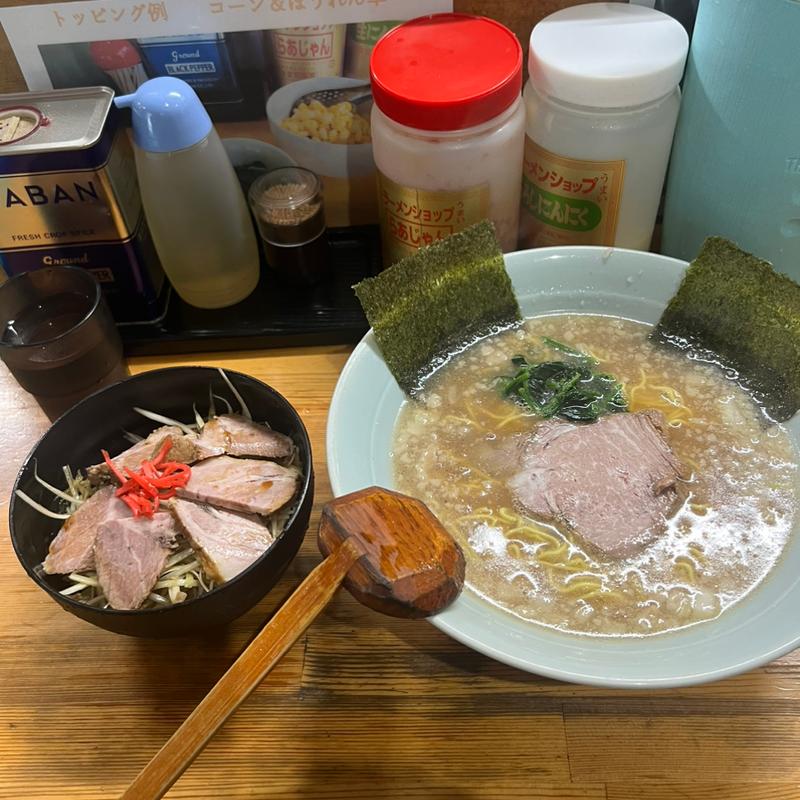 モーニングサービスラーメン中　ネギチャーシュー丼(ラーメンショップ椿 上彦川戸店)