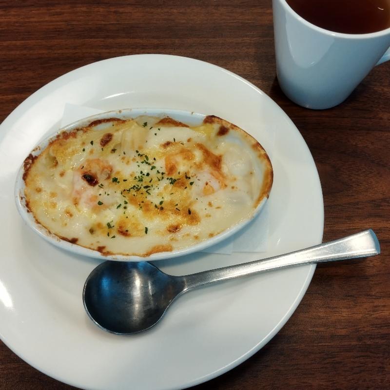 昼プチセット(おすすめセットA)ちいさな海老と小柱のペンネグラタン(ジョナサン 奥戸店)