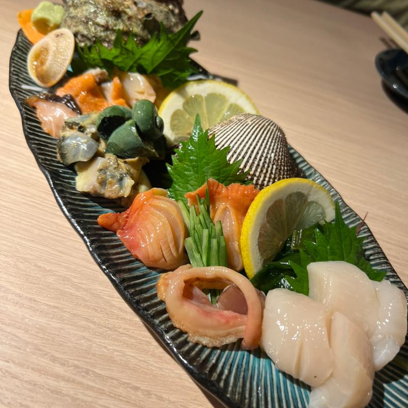 貝の刺身3種盛り(赤貝 帆立 サザエ)(一貫)