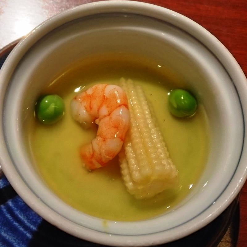 季節の茶わん蒸し グリンピース餡(和食処 大ばん （わしょくどころ おおばん）)