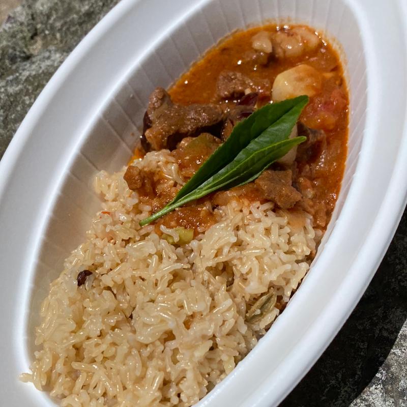 猪ウップカリと季節のプラオ(楽園晩御飯)