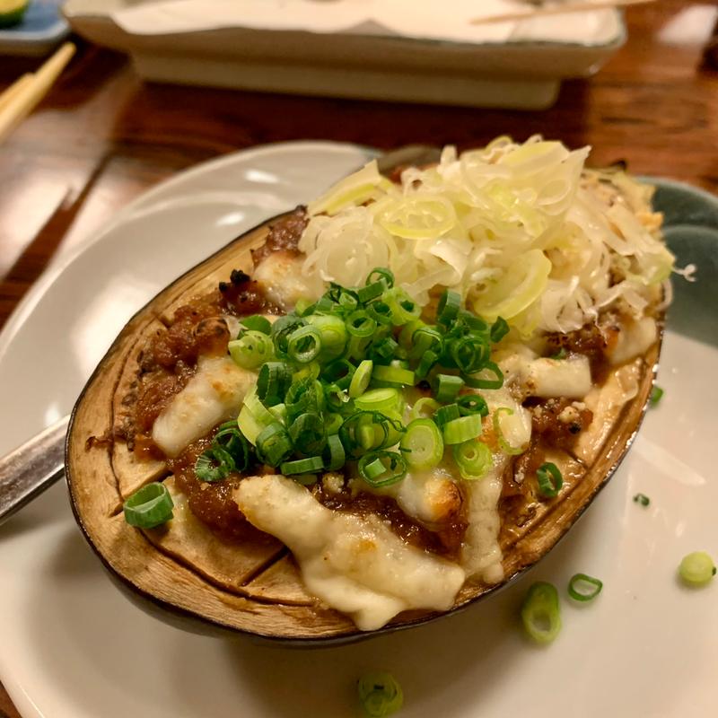 賀茂茄子の味噌チーズ焼き(古民家 まめの木)