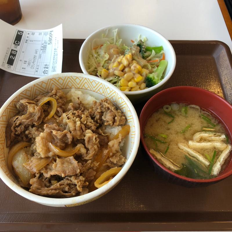牛丼ランチセット(すき家 足利南大町店)