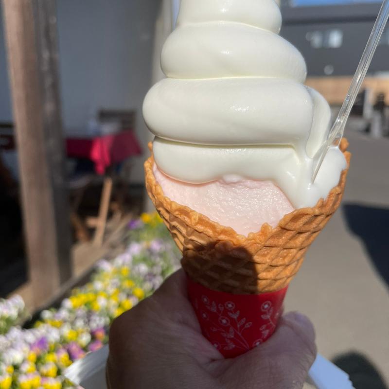 いちご杏仁ジェラート+ソフトクリーム(ナチュリノ （Natu-Lino）)