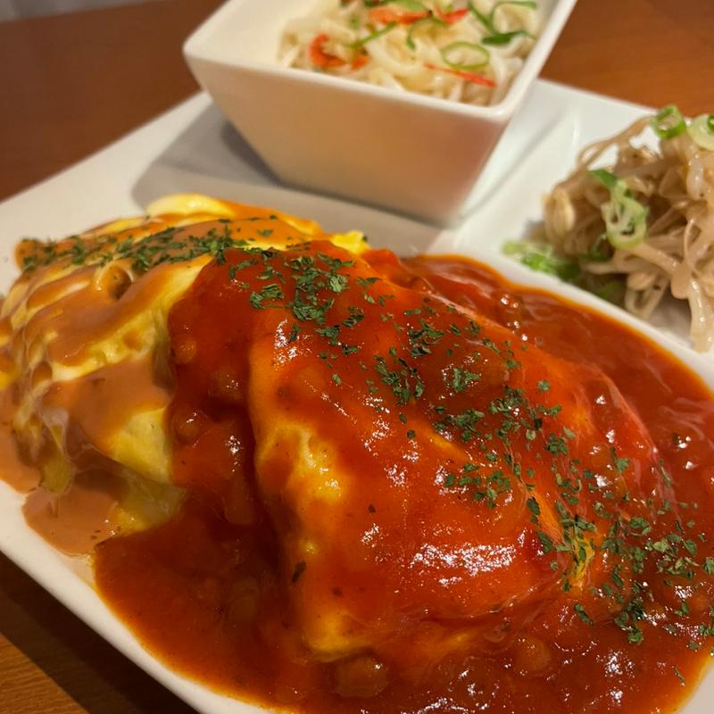 半熟卵のオムライスプレート(うまいもんや)