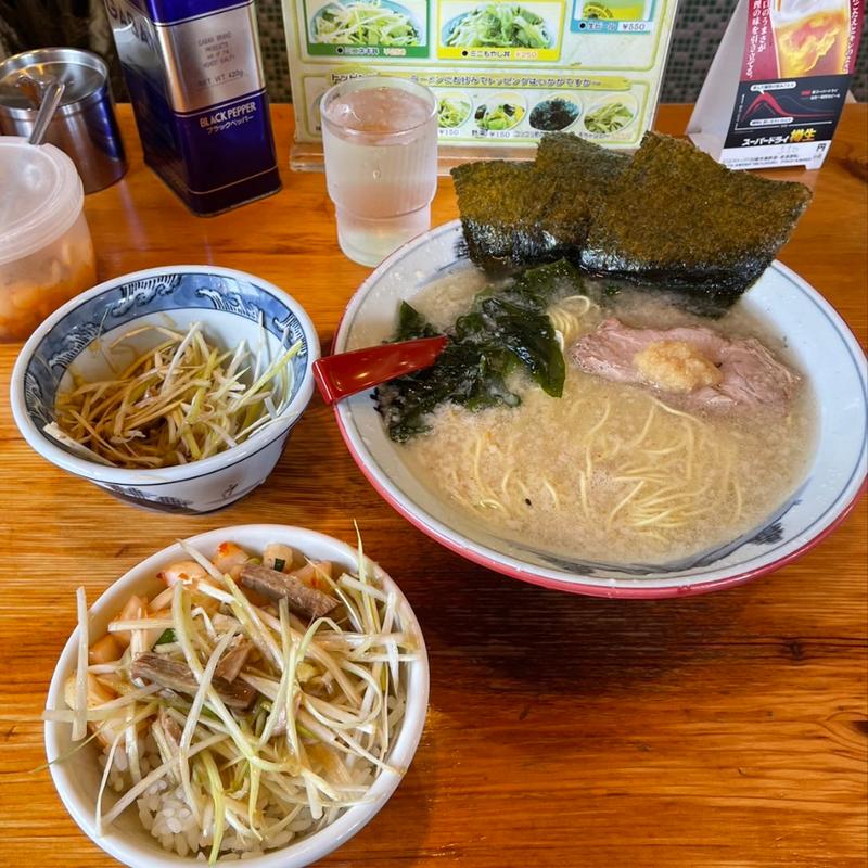 塩ラーメン　ネギ別皿　半ライス(椿　ラーメンショップ 木立店 )