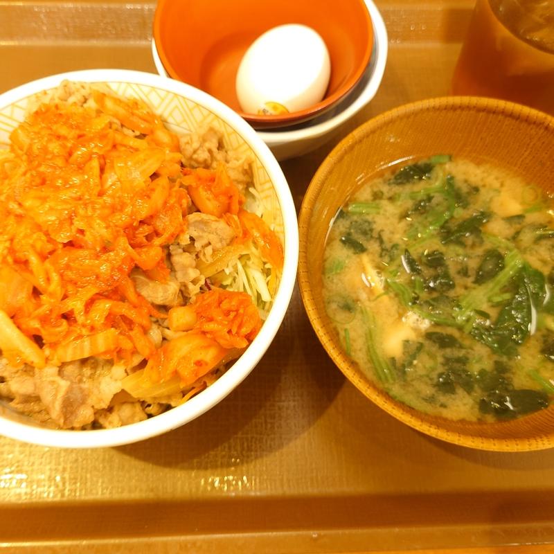 並 牛丼ライト ★キムチ たまごセット《ホタテ汁変更》《おんたま変更》(すき家 新小岩店 )