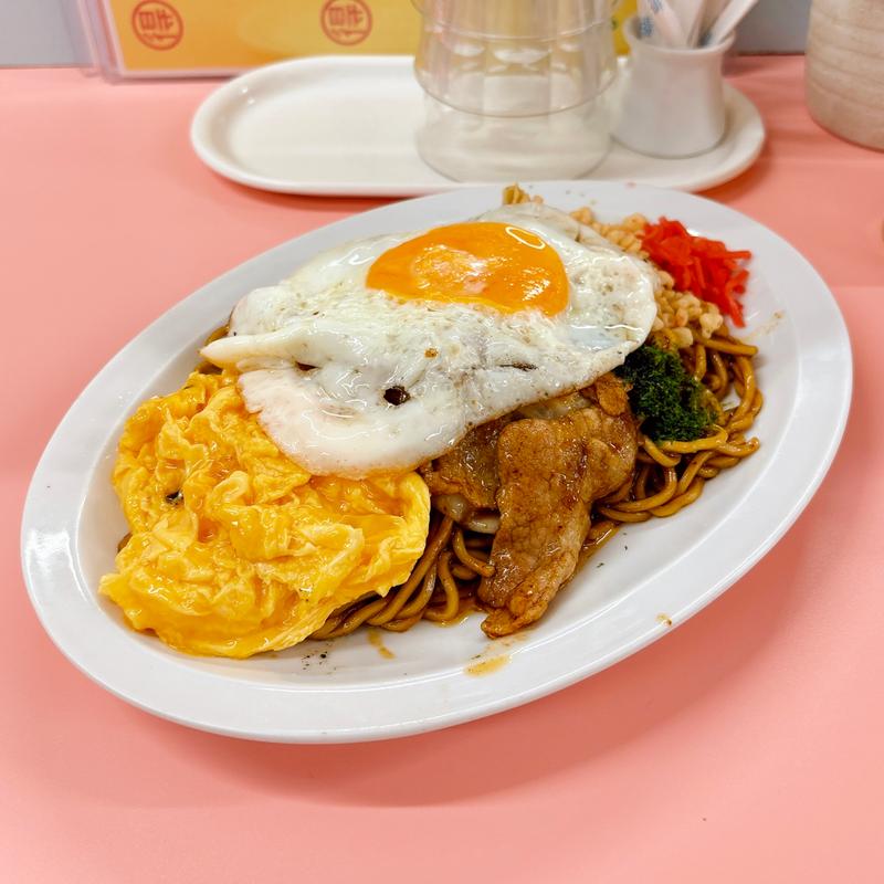 焼きそば、卵トッピング(亀戸やきそば)