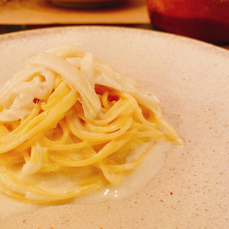 ホワイトアスパラガスのタリオリーニ(オステリア・トラマンダーレ｜イタリアンレストラン)