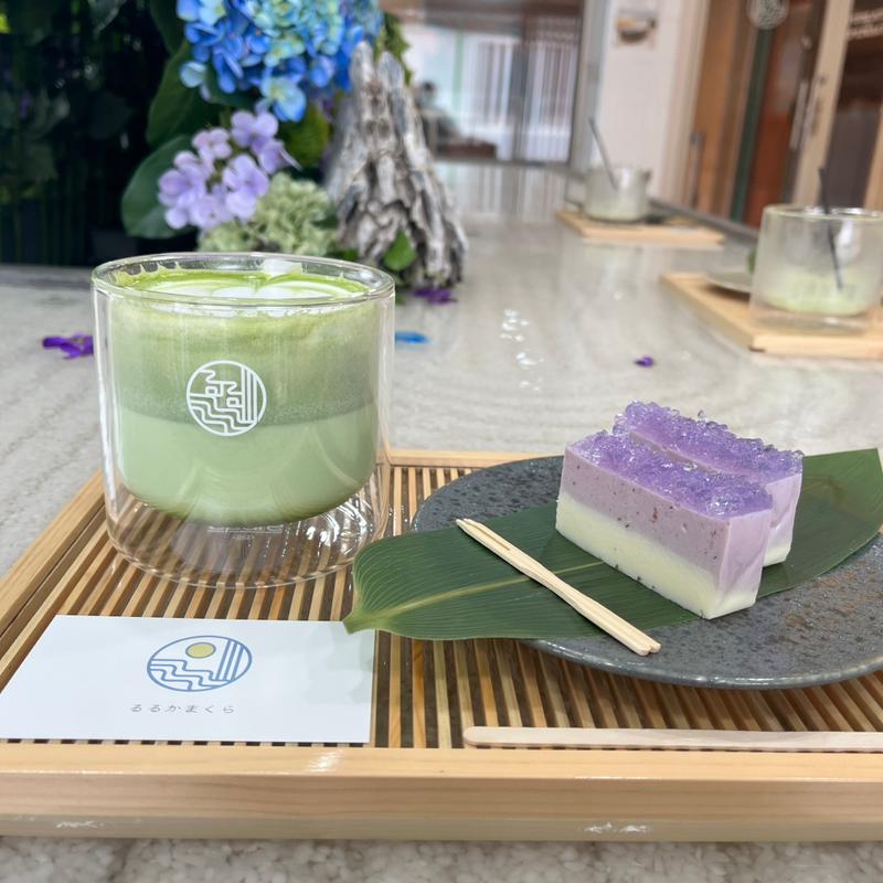 紫陽花テリーヌとお抹茶ラテ(RURU KAMAKURA)