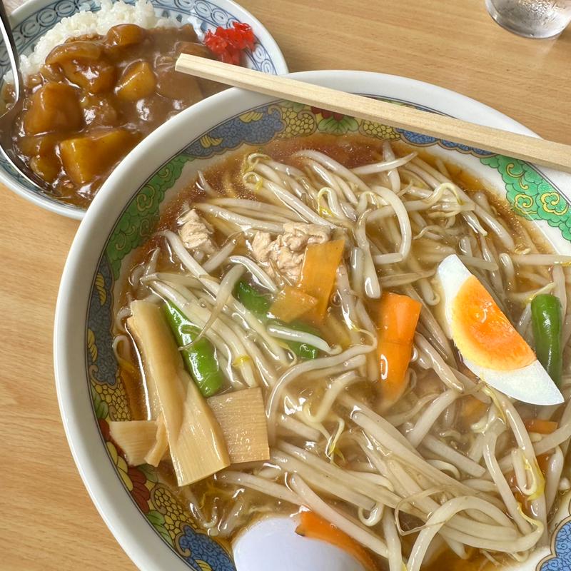 もやし餡かけラーメンの③(楽喜亭 )