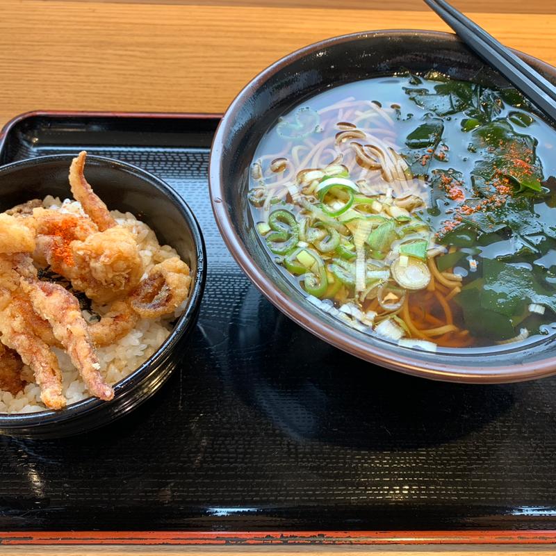 ワカメそばとミニイカげそ丼セット(ショッピングコーナー 岩見沢SA(下り))
