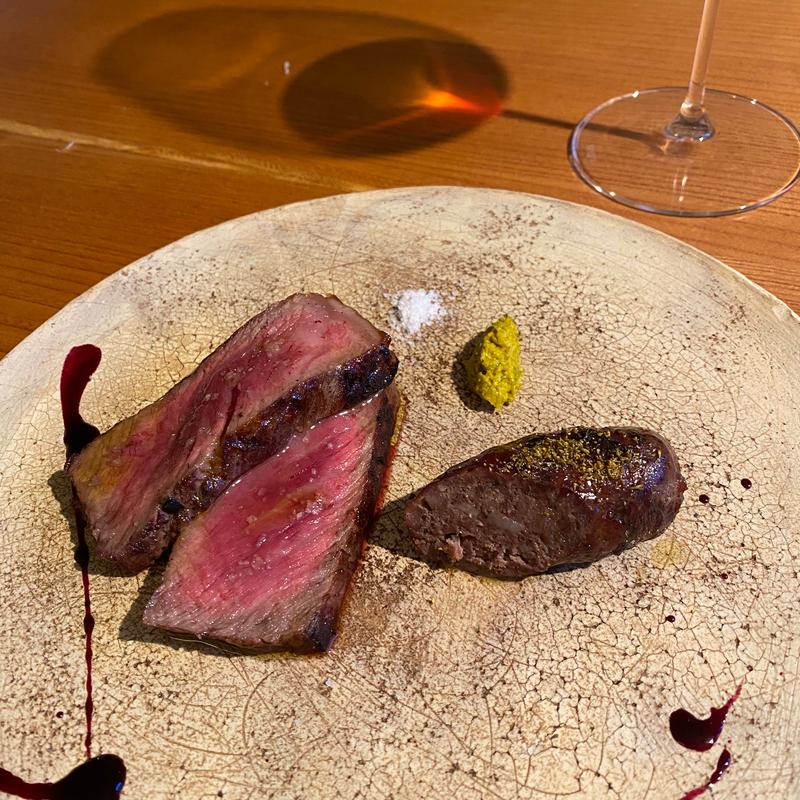 赤城牛のサーロイン＆猪鹿サルシッチャの薪火グリル(VENTINOVE)