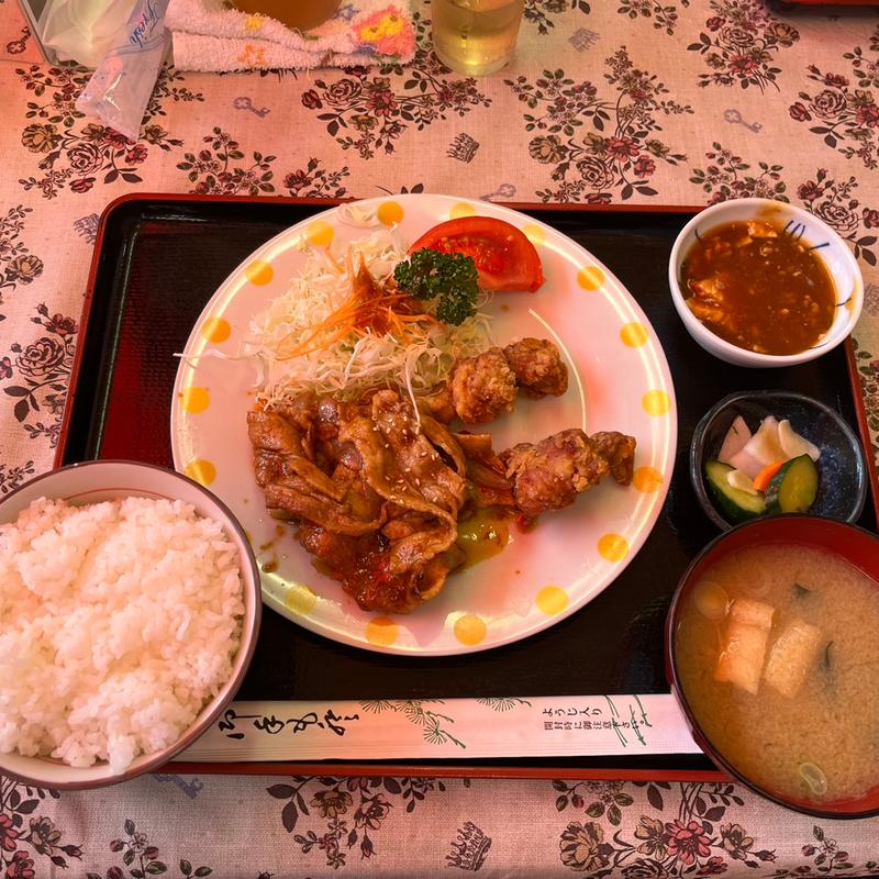 日替わり定食（焼肉と唐揚げ）(みや亭 )