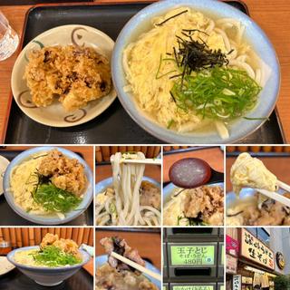 玉子とじうどん　ゲソ天(かのや 新宿東南口店 - 生そば・讃岐うどん)