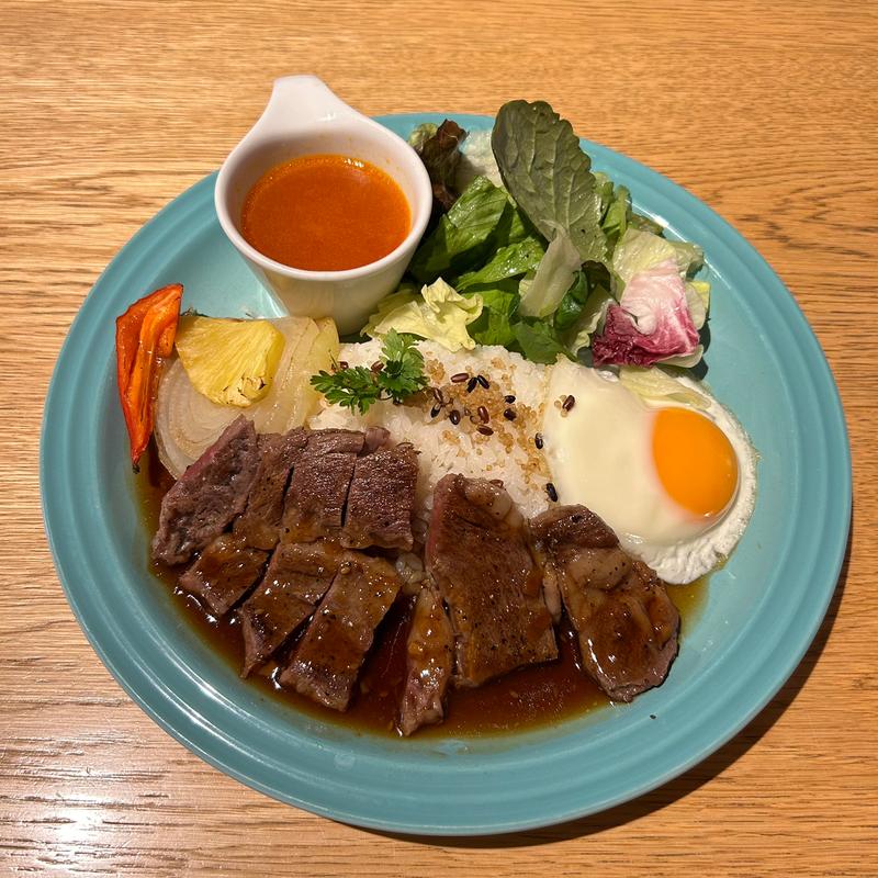 リブロースステーキロコモコセット(むさしの森珈琲 高松レインボーロード店)