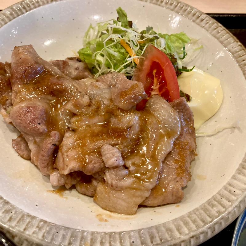 国産豚肩ロース生姜焼き定食(小料理 早和)