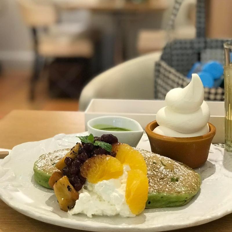 抹茶のパンケーキ ミニソフト付き(茶青花 阪急三番街店)