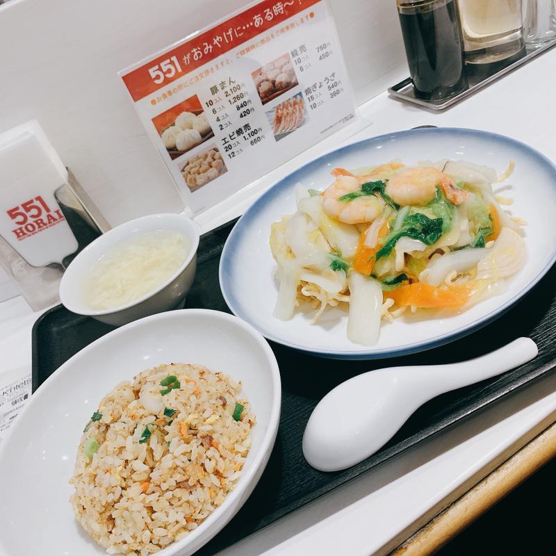 海鮮揚げそばセット(551蓬莱 アベノ近鉄店)