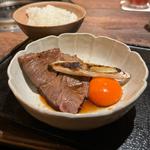 クラシタロースと越津ネギのすき焼き風(ヤキニク旭)