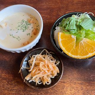 セット サラダ スープ もやしナムル(民芸レストラン 盛よし)